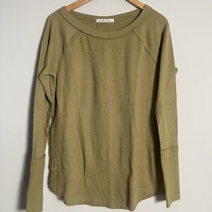 We The Free | Free People | Snowy Thermal Khaki Green Waffle Weave Lightweight